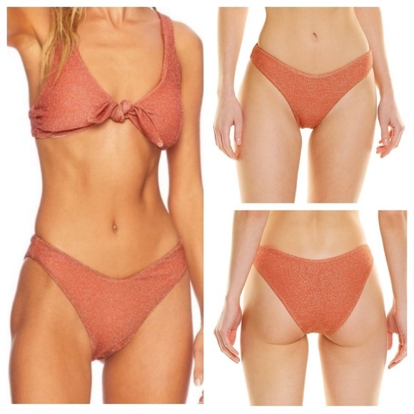 New! Beach Riot Vanessa bikini bottom chili sparkle 14393 - Picture 1 of 11